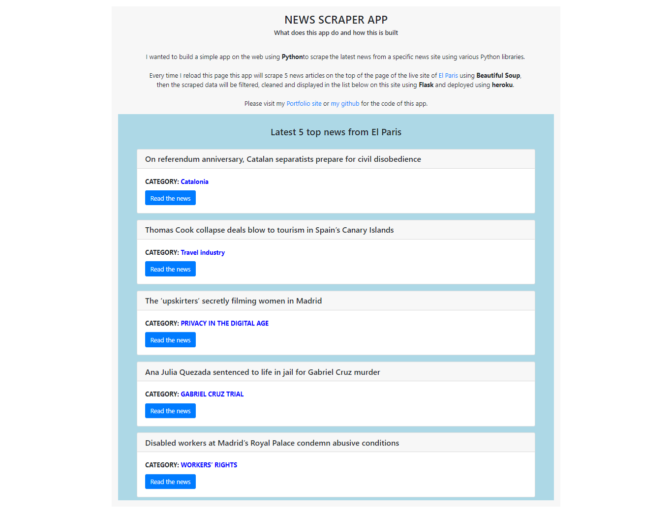 NEWS SCRAPER APP